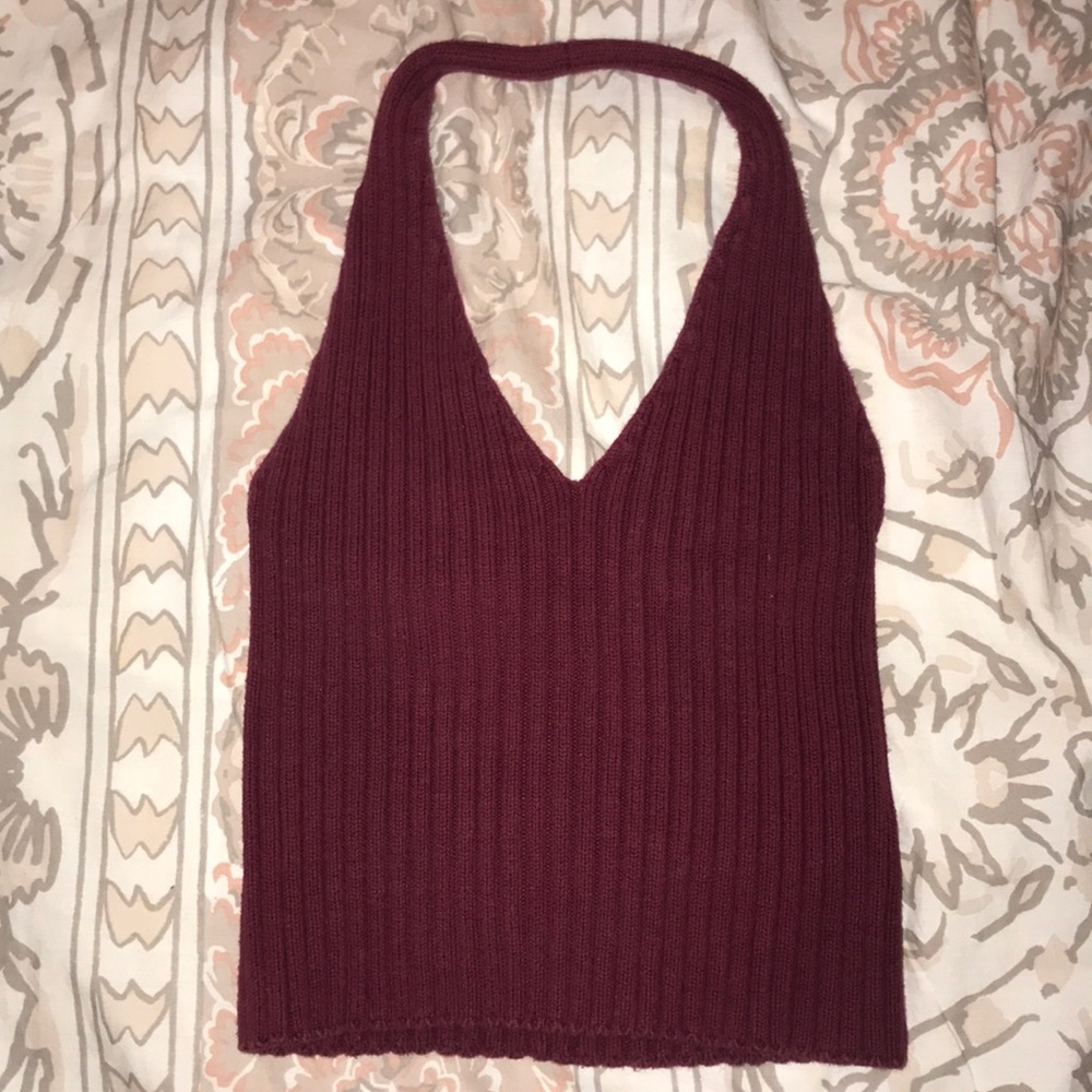 Red halter crop top